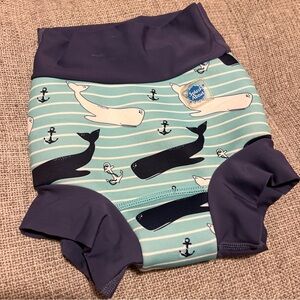 Splash About Happy Nappy Reusable Neoprene Swim Diaper Whale Nautical New XL 1